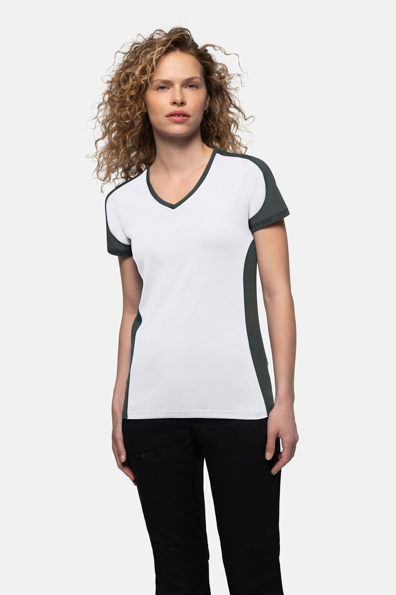 Damen V-Shirt Contrast MIKRALINAR®